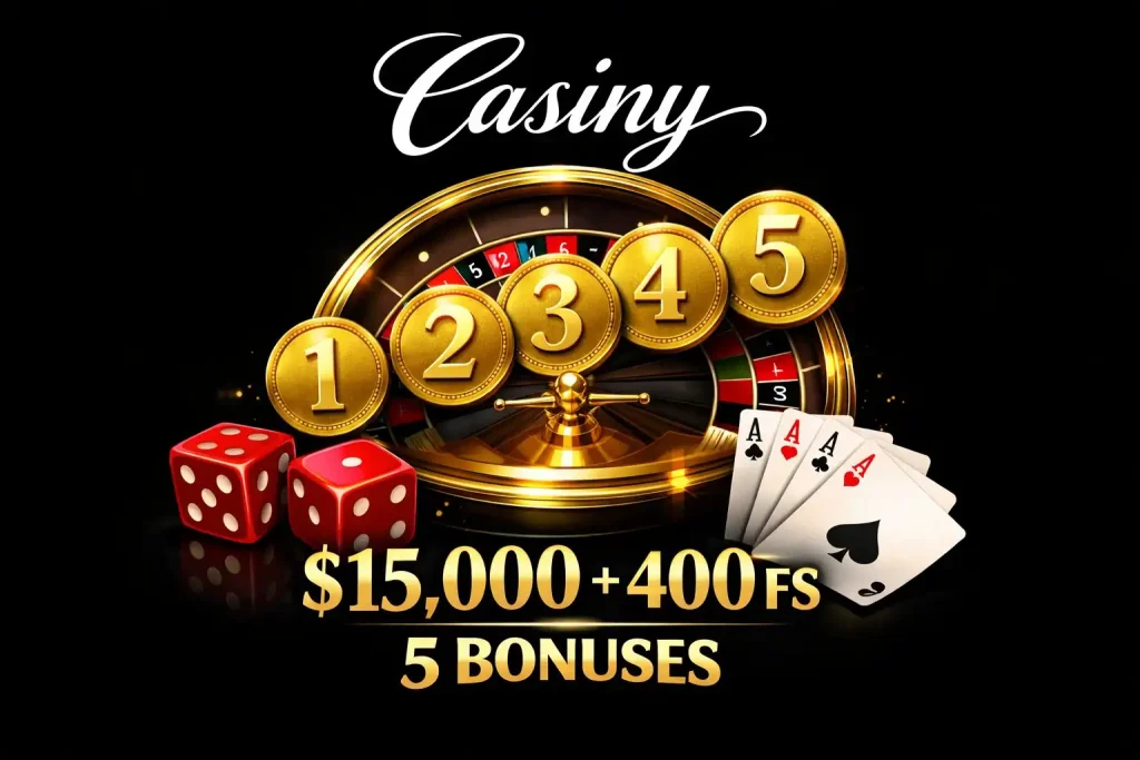 Casiny 5-tier welcome package $15,000 plus 400 free spins