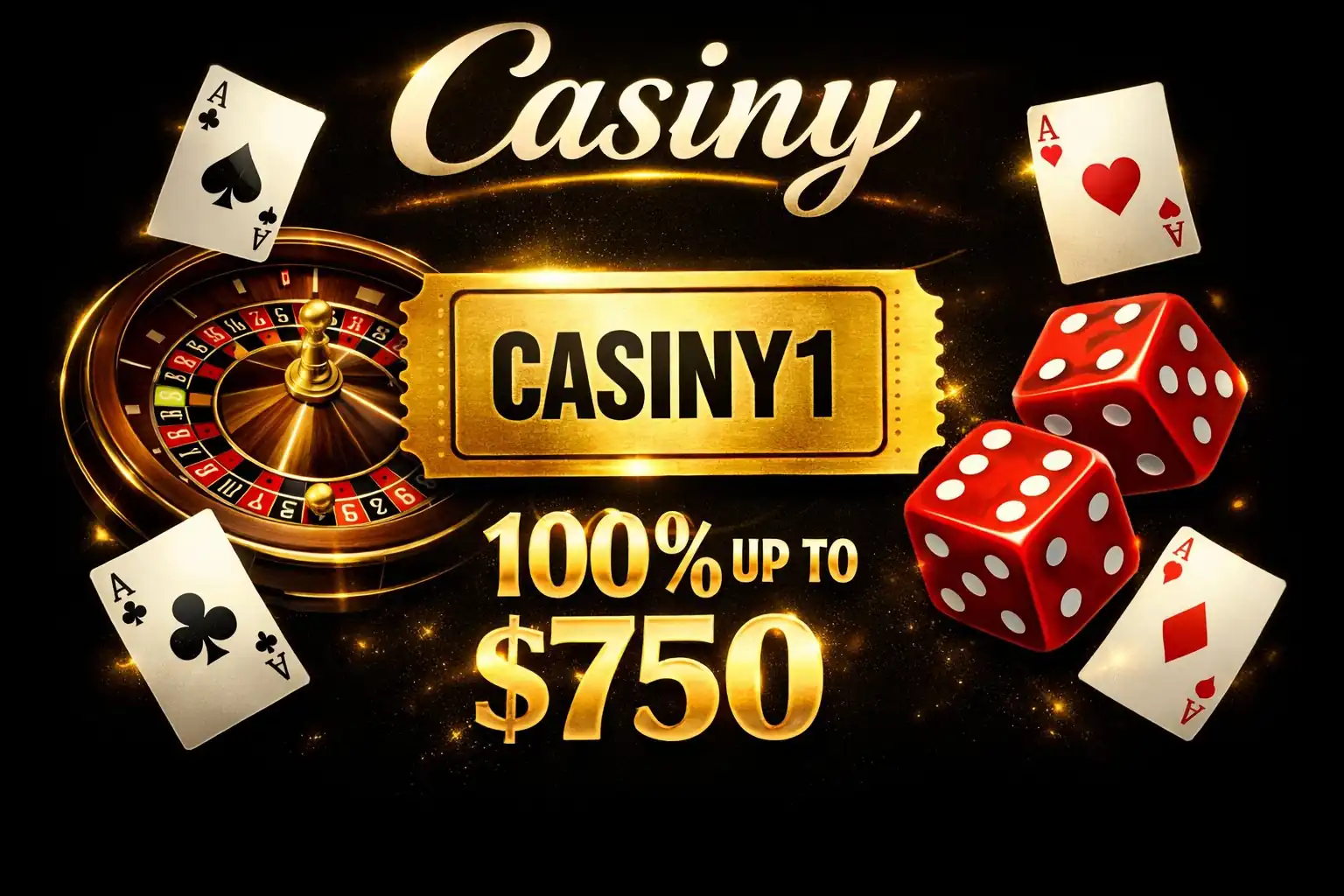 Casiny bonus code CASINY1 first deposit match